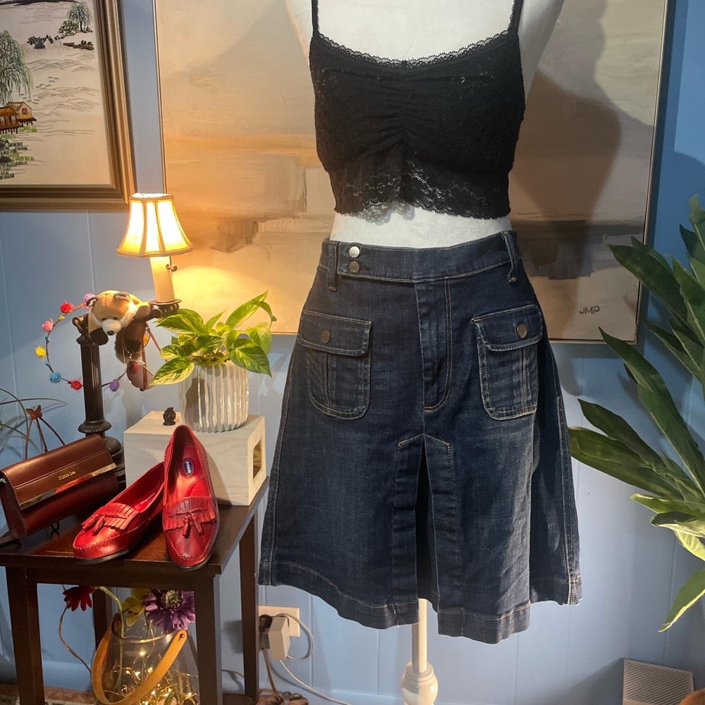 GAP Navy A-Line Skirt with Button Details